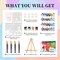 4 Pack Framed Paint By Number Kits for Adults with Wooden Easel – Coffee Theme DIY Acrylic Paint by Numbers on Canvas for Beginners, Ready-to-Display Wall Art Set, 8x12 Inch